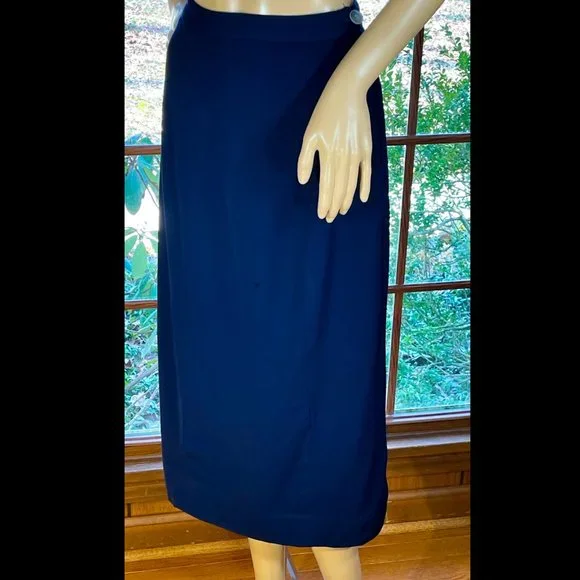 ▪️VTG▪️FORSTMANN▪️1940's 1950's 2-Piece Navy Blue Tailored Wool Skirt Suit - Picture 5 of 15